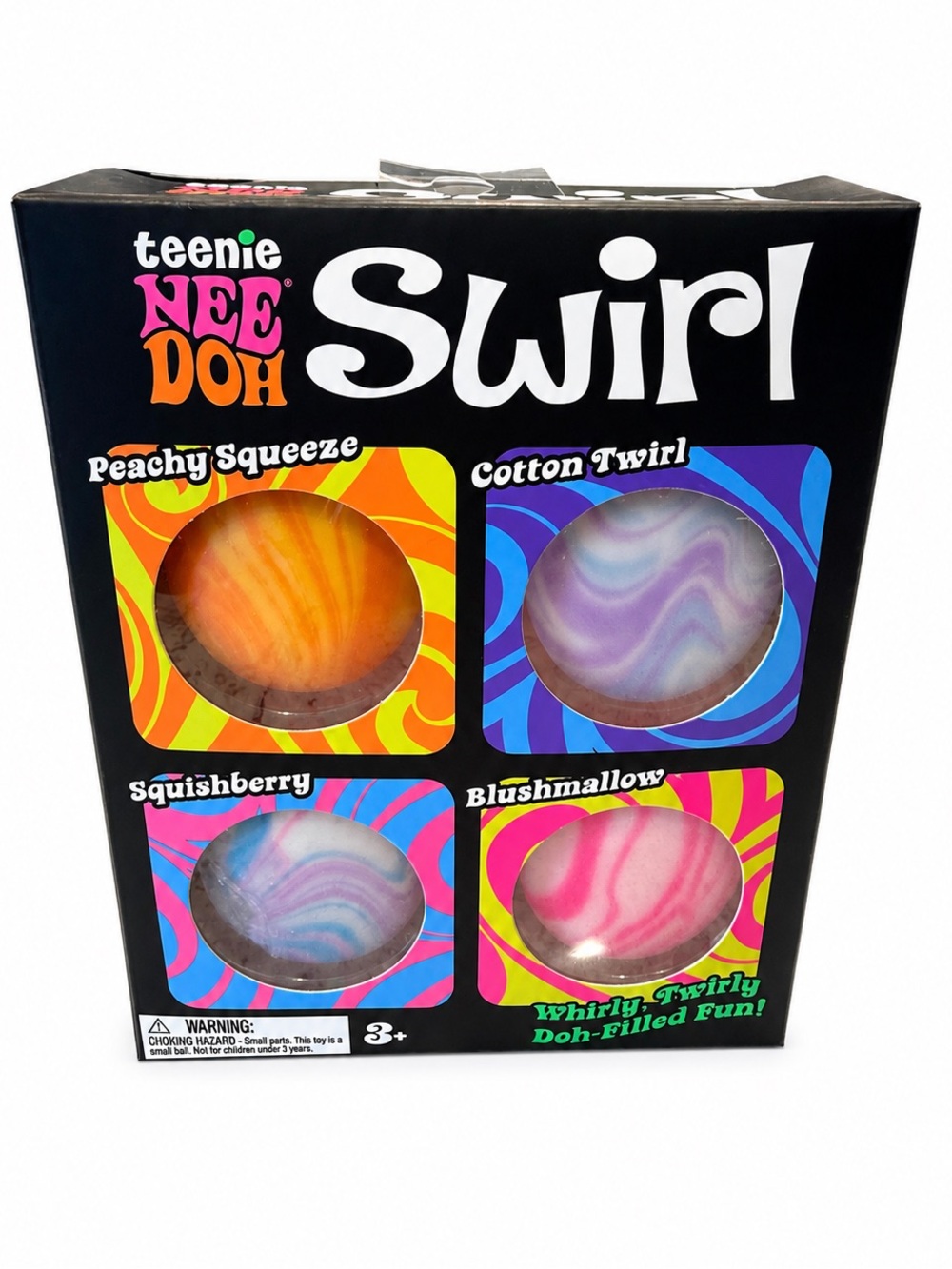 NeeDoh Teenie Swirl! Peachy Squeeze, Cotton Twirl. Squishbwret and Blushmallow!